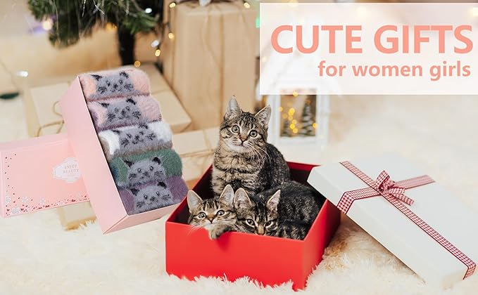 5 Pairs Fuzzy Soft Cozy Comfortable Socks for Women, Casual Sleep Comfy Socks, Perfect Warm Winter Gifts for Women