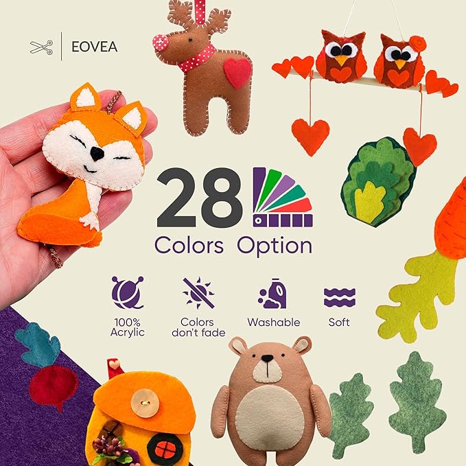 EOVEA | Acrylic Felt Fabric by The Yard - Non-Stiff, Soft Material - 72" Wide - 1.6mm Thick Felt Sheets for DIY Crafts, Sewing, Upholstery, Cushion, Padding(Purple, 2 Yard)