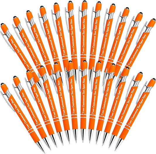 Personalized Ballpoint Pen 24pcs, Custom Pens Free Engraved Bulk with Name Logo, Soft Black Ink Stylus with Touch Metal Office, Gift for Anniversaries, Graduations, Birthdays