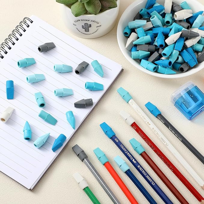 240 Pcs Pencil Top Erasers Cap Bulk Cute Pencil Toppers Erasers School Office Supplies for Students Teachers Art School Office Classroom Supplies(Blue)