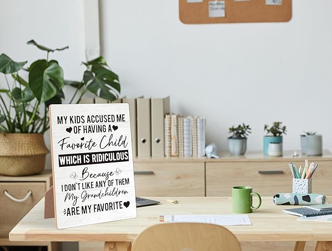 Grandparents Gift Sign, Gifts for Grandparents Birthday From Grandkids, Home Decor Living Room, Best Gifts for Retirement, Birthday Desk Decoration, Grandparents Day Decor, Wooden Sign with Stand,11