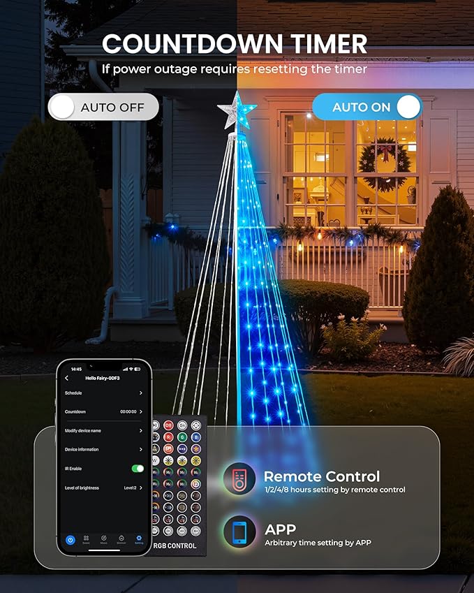 Smart Christmas Cone Tree LED Lights, 7ft 295 Music Sync with Remote APP and Pattern, Local Control and Text Displayable, 16 Million Colors Light Show Tree for Indoor Outdoor Decorations