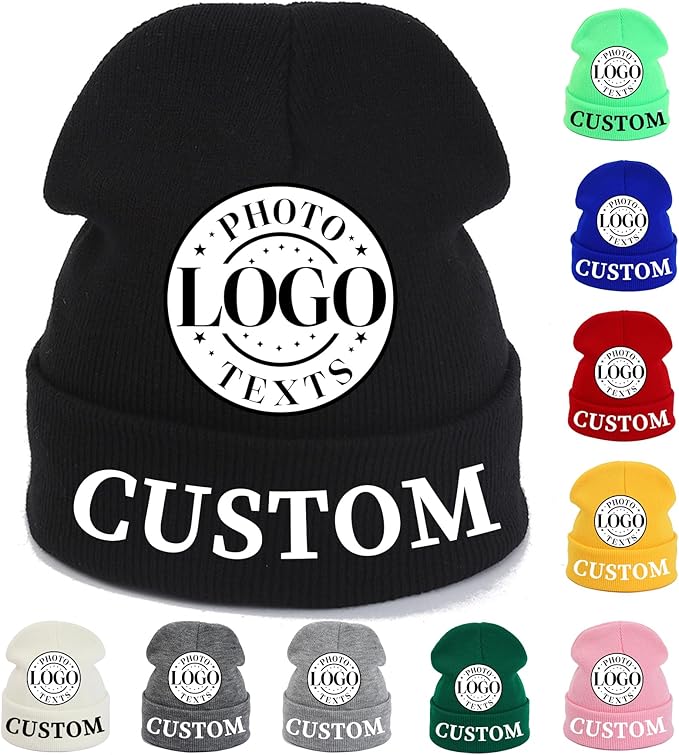 Custom Beanie for Men Women Bulk Custom Winter Hat Beanies with Logo Text Image Personalized Knit Hats Gifts for Business