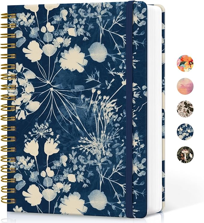 Taja Lined Spiral Notebook Journal for Work, 300 Pages Thick B5 (7.1"x10") College Ruled Journal for Women & Writing, Hardcover Notebook for Note Taking, Perfect for Office Home School, Rustic Bloom