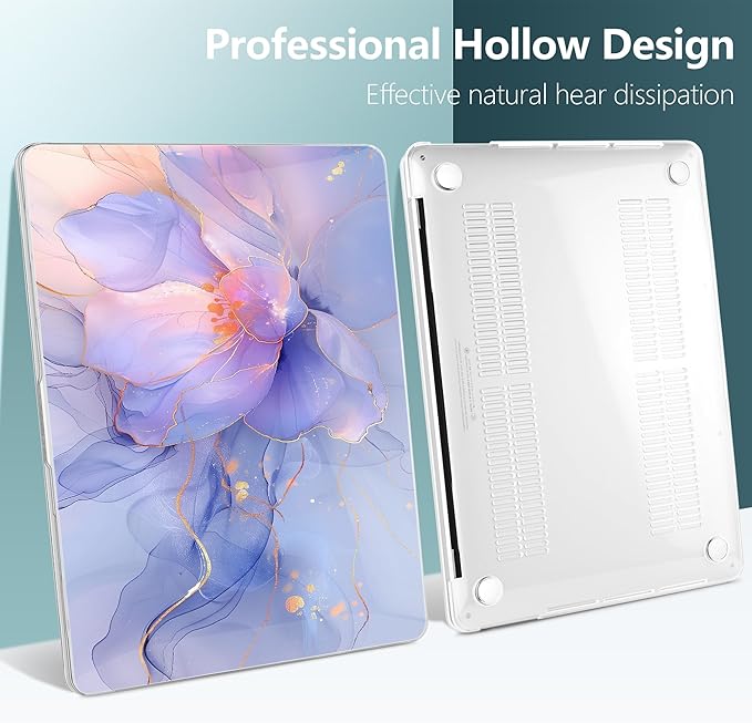 TWOLSKOO Compatible with MacBook Pro 13 inch Case 2023-2016 A2338 M2/M1 A2251 A2289 A2159 A1989 A1706, Plastic Hard Shell Cover & Keyboard Skin & Screen Protector, Blue Marble