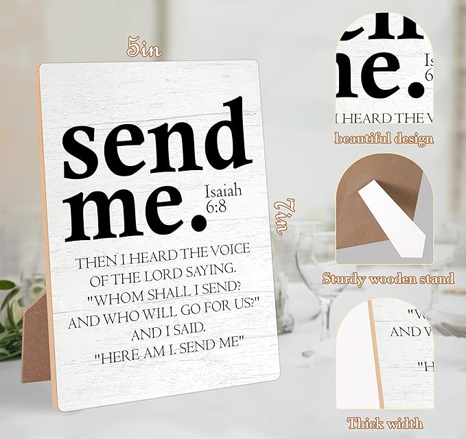 Bible Verses Decor, Christian Home Decor, Desk Signs for Office, Inspirational Desk Decorations, Christian Gifts, Coworker Gift, Encouragement Gift for Women Men Friend, Wooden Sign with Stand,8