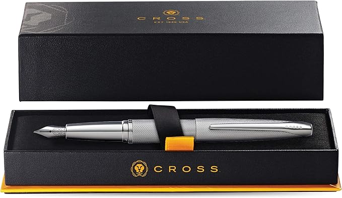 Cross ATX Refillable Fountain Presented in a Luxury Gift Box - Medium Point, Black Ink, Sandblasted Titanium Gray