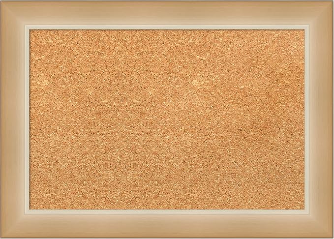 Amanti Art Natural Cork Board for Wall, 15x21 Vision Board with Gold Frame, Small Corkboard Office Decor for Home Organization, Modern Corkboard Pinboard to Display Items for Home Organization in