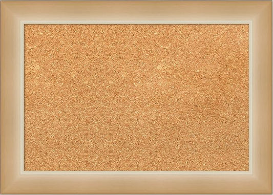 Amanti Art Natural Cork Board for Wall, 15x21 Vision Board with Gold Frame, Small Corkboard Office Decor for Home Organization, Modern Corkboard Pinboard to Display Items for Home Organization in