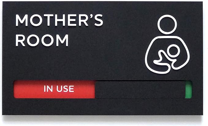 Kubik Letters Premium Mothers Room Sign with Slider for Dual Messages Room Status (AVAILABLE or IN USE)