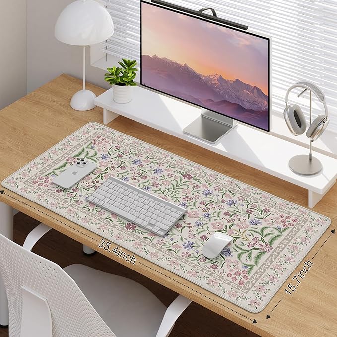 iCasso Desk Mat for Keyboard and Mouse, Large Mouse Pad, Desk Pad Mat, Anti-Slip Big Mousepad with Stitched Edges for Computer Desktop(Purple)