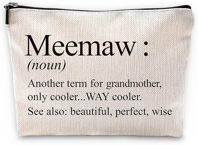 Sufamb Meemaw Gifts Makeup Bag, Meemaw Gifts for Mother's Day Birthday from Grandkids Cosmetic Bags, Best Grandma Gift Portable Small Toiletry Bag Zipper Makeup Pouch