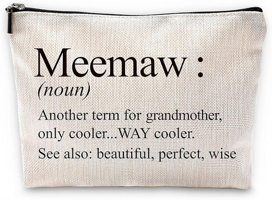Sufamb Meemaw Gifts Makeup Bag, Meemaw Gifts for Mother's Day Birthday from Grandkids Cosmetic Bags, Best Grandma Gift Portable Small Toiletry Bag Zipper Makeup Pouch
