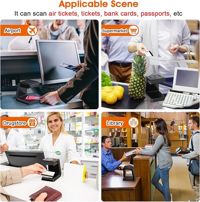 Alacrity 2D QR Wireless Barcode Scanner Hands-Free Omnidirectional Desktop Bar Code Scanner with Screen Display Compatible with Bluetooth & 2.4GHz Wireless for Airport Supermarket