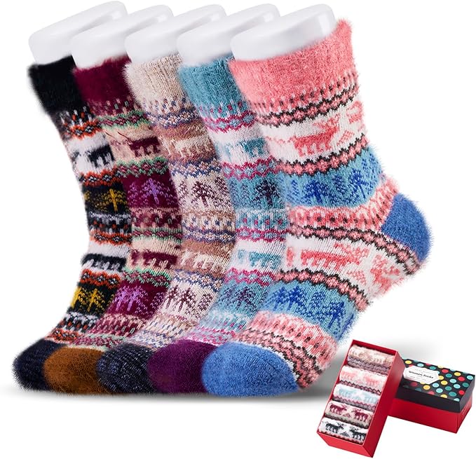 5 Pairs Fuzzy Soft Cozy Comfortable Socks for Women, Casual Sleep Comfy Socks, Perfect Warm Winter Gifts for Women