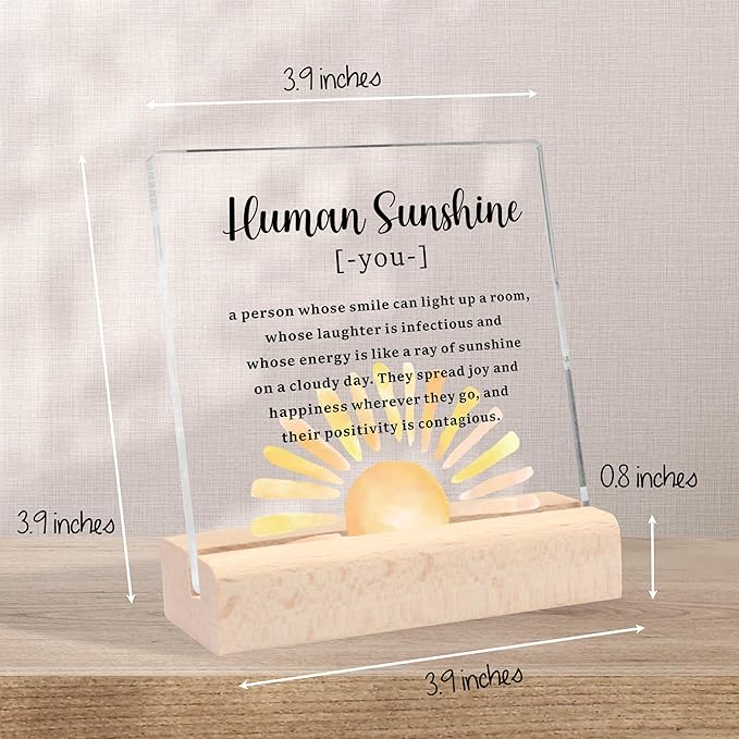 Thank You Gifts for Women Men, Appreciation Gifts for Teacher Coworkers Nurse Doctor Friends Motivational Gifts for Women Mom Daughter, Human Sunshine Clear Desk Decorative Sign
