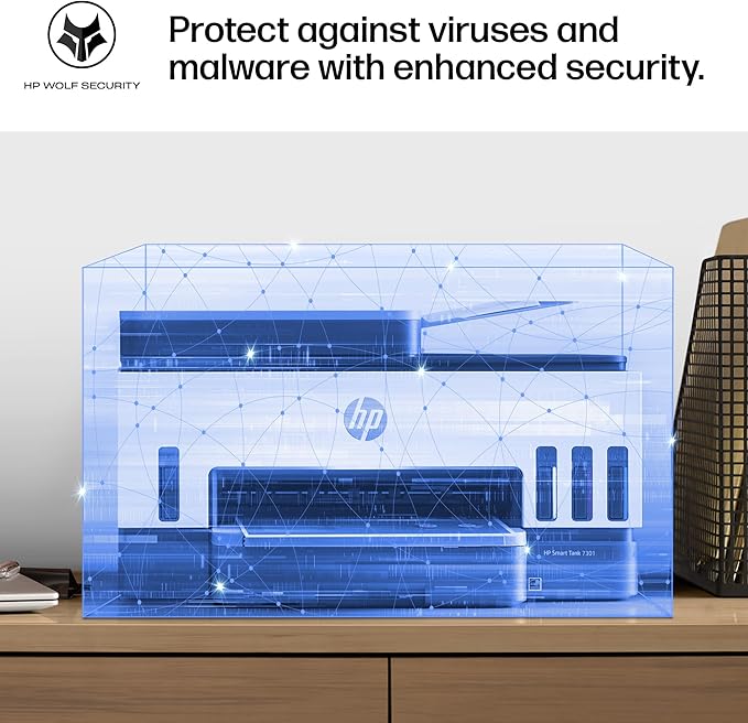 HP Smart Tank 7301 Wireless All-in-One Ink Tank Printer, Scanner, Copier with 2 years of ink included, Best-for-home office, Cartridge-free Refillable, AI-enabled (28B70A)