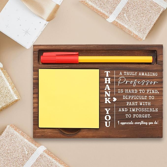 Thank You Appreciation Gift for Professor, Desk Organizer Retirement New Job Farewell, Inspirational Organizer for Educator Academic Mentor, Office Stuff Sticky Note Pad Holder Dispenser TBC187