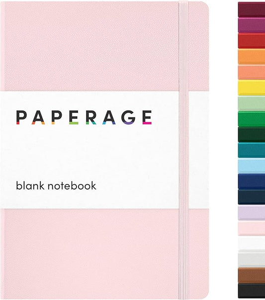 PAPERAGE Blank Journal Notebook, (Blush), 160 Pages, Medium 5.6 in x 8 in - 100 GSM Thick Paper – Hardcover Journaling Notebook for Work, School, Note Taking or Sketching