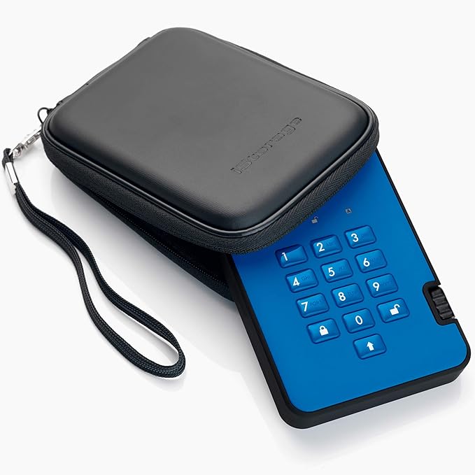 iStorage diskAshur2 HDD 2TB Blue | Secure portable hard drive | Password protected | Dust & water resistant | Hardware Encryption