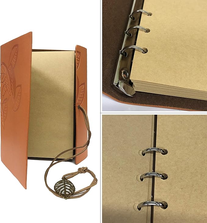 HARDCOVER JOURNAL Writing Notebook - Antique Handmade HARDCOVER Bound Daily Notepad, Vintage Leaf Series, (Leaves, Dark Blue)