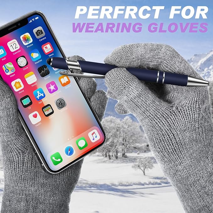 Tenare 12 Pieces 2 in 1 Stylus Metal Ballpoint Pen with Stylus Tip, 1.0 mm Black Ink Ballpoint Pen for Touch Screens(Vibrant Colors and Silver)