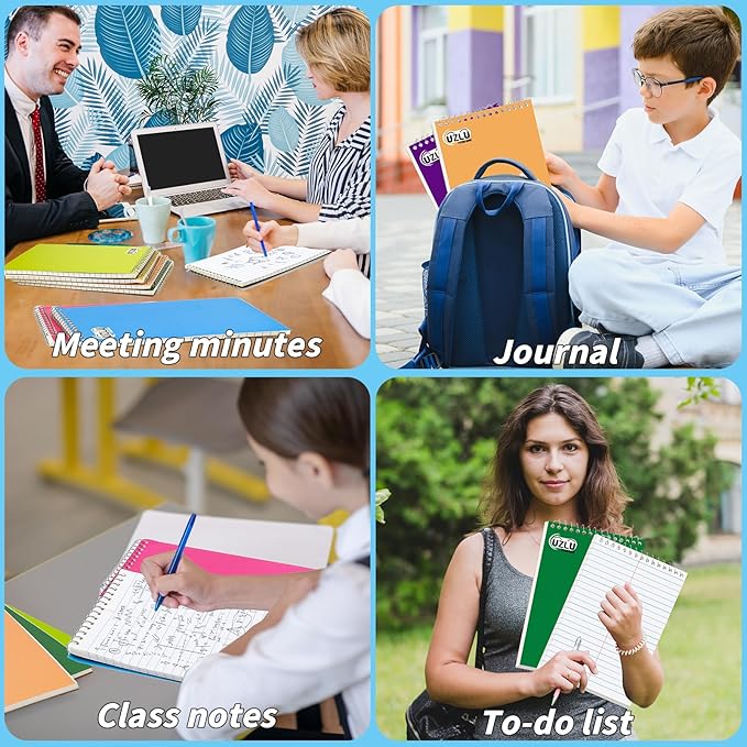 24 Pack Steno Pads 6 x 9 in Spiral Top Notebook Bulk 12 Assorted Color Note Pad 60 Sheets Gregg Rule Writing Paper Steno Notebooks for Students Teachers Men Women Professionals Office School Recording