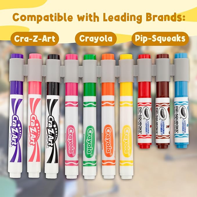 Darware Original Marker Gripper Silicone Marker Organizers (5-Pack); No More Lost Lids, Gray