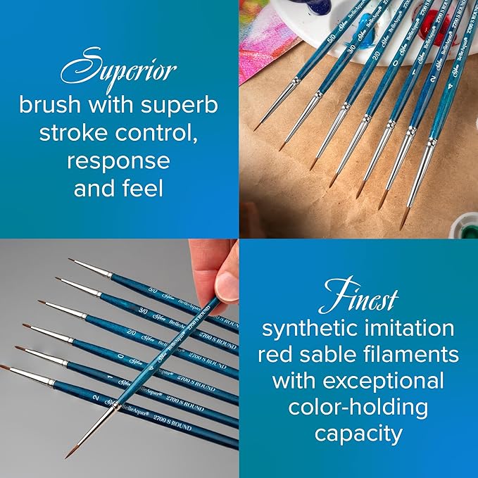Silver Brush Limited BA-275 BelleAqua Creative Shape Filbert Brush Set, 2pc Professional Watercolor Brush Set, Premium Soft Synthetic Red Sable Filbert Paint Brushes Also for Gouache, Sizes 4 and 6