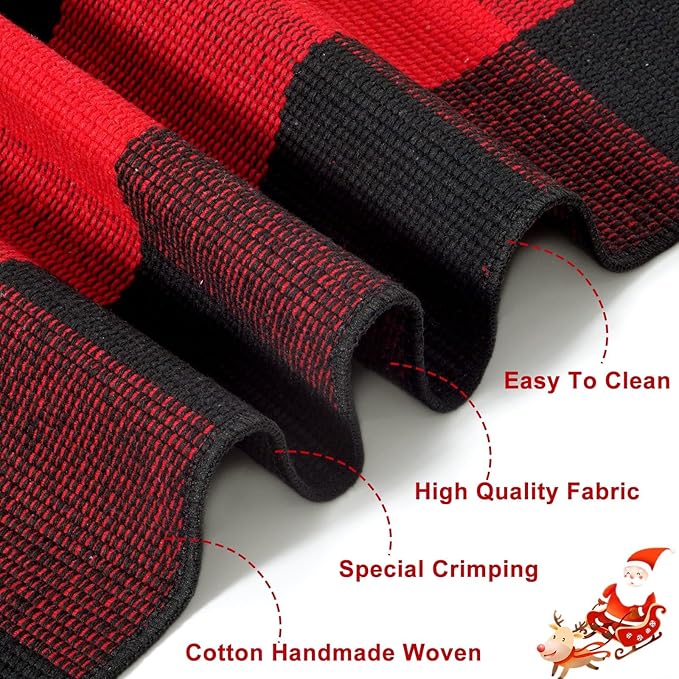 OJIA Christmas Buffalo Plaid Door Mats Outdoor 2'x3', Cotton Red&Black Front Door Rug Machine Washable Small Area Rug Farmhouse Indoor Throw Rugs for Layered Doormat/Porch/Entryway/Kitchen/Bathroom