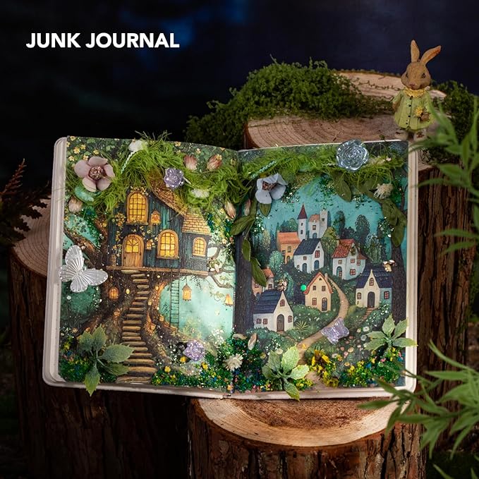 Large 6 Sets 60 Pcs Washi Stickers Book Kit for Journaling, Vintage Aesthetic Fairy Forest Magic Scrapbook Stickers for Scrapbooking Bullet Junk Journal Supplies Planner Stationery Collage Craft Gifts