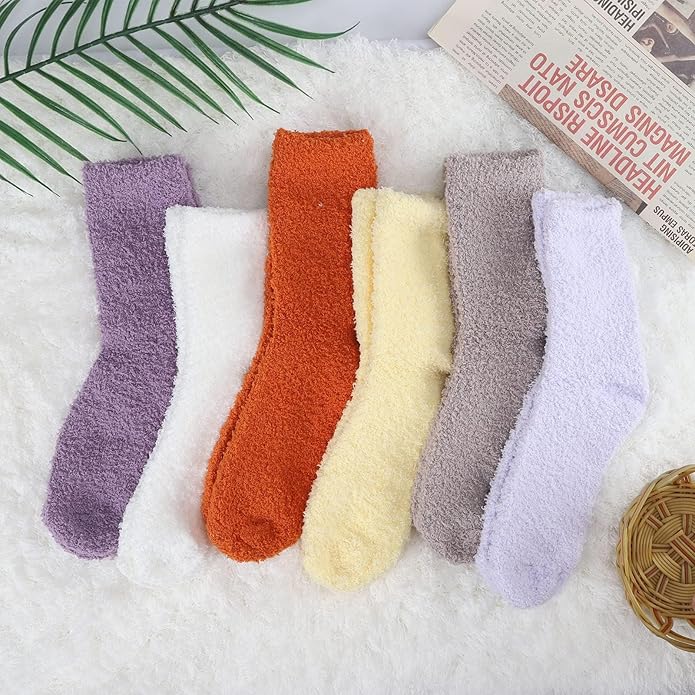 Womens Fuzzy Socks Microfiber Soft Cozy Warm Slipper Sleeping Winter Sock Fluffy Cabin Plush Stocking Stuffers