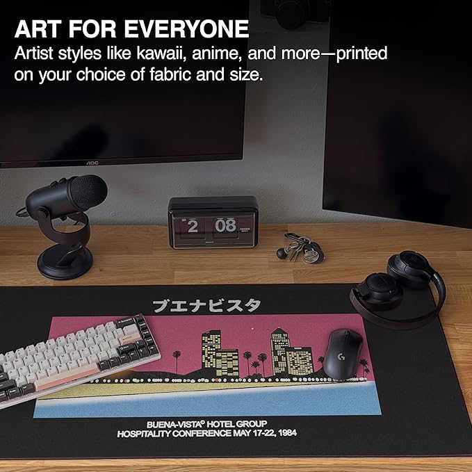 MPCO. OZGMX Large Gaming Desk Pad - 36" x 17" Aeroglyde Fabric Buenavista Desk Mats - Non-Slip, Washable, Smooth Glide for Precision Gaming & Work