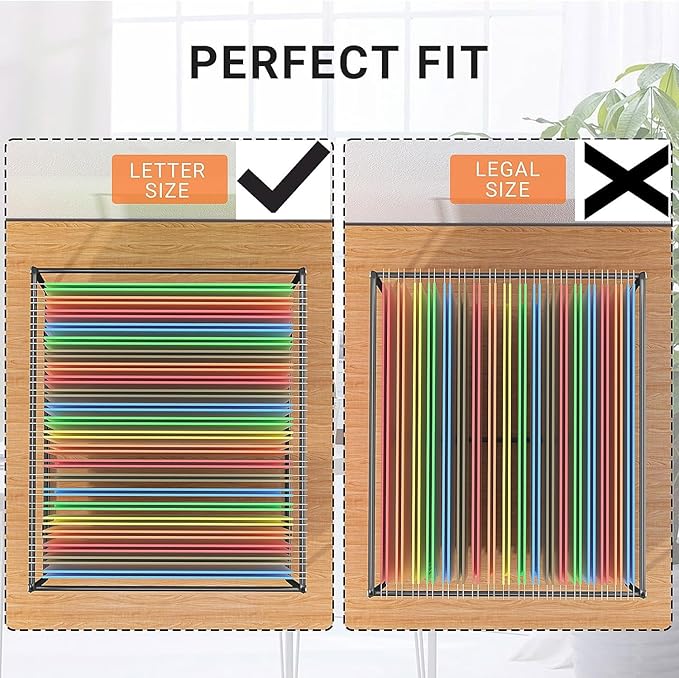 Hanging File Folder Frame Letter Size,10" H,Height Dot Not Fit All Filing Cabinet Drawer,Desk Hanging File Folders Organizer Holder,Metal,Black