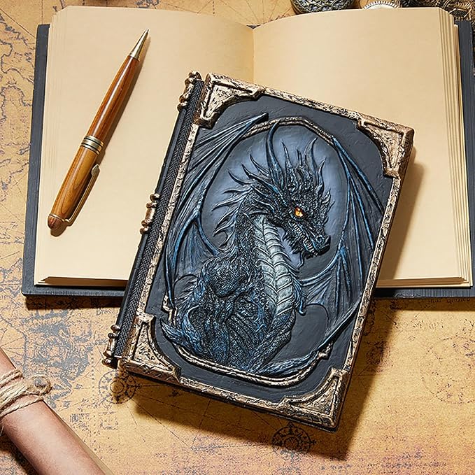 3D relief design notebook Stereo Notepad with Dragon Relief and Vintage Cover, sketchbooks, school supplies，office supplies，journal - Perfect for Writing, Drawing, and as a Birthday or Halloween, Christmas Gift