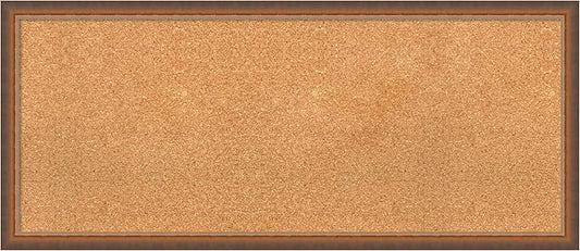 Amanti Art Natural Cork Board for Wall, 18x42 Vision Board with Bronze Frame, Large Corkboard Office Decor for Home Organization, Modern Corkboard Pinboard to Display Items for Home Organization in