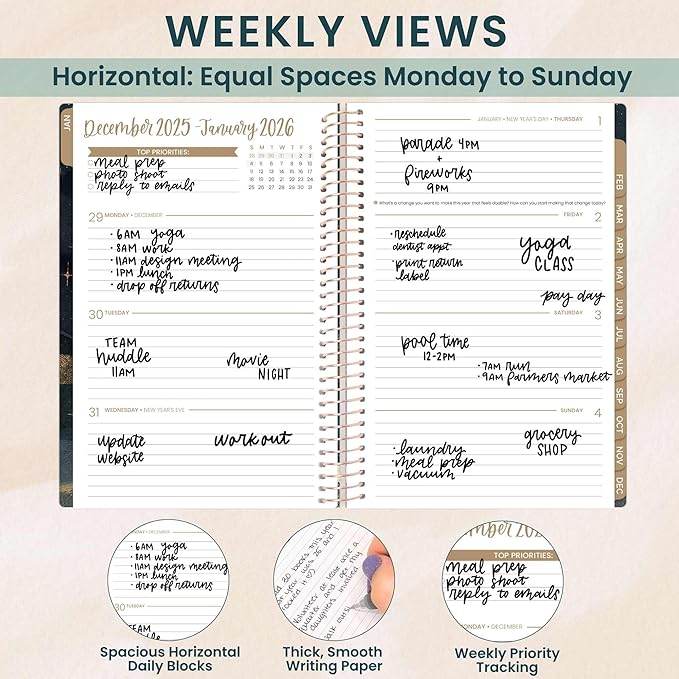 bloom daily planners 2026 Planner (January - December) Calendar Year Organizer - 5.5” x 8.25” - Weekly & Monthly Agenda Book with Stickers & Bookmark - Celestial Skies