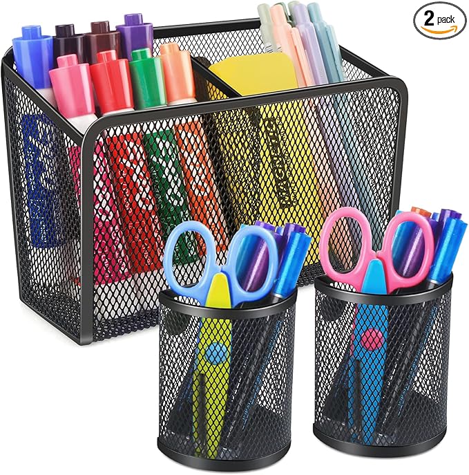 Magnetic Pen Holder, Metal Strong Magnet Pen Cup Magnetic Marker Storage Basket Locker Organizer for Whiteboard Refrigerator Fridge Locker Accessories Classroom Must Haves Teachers School Supplies