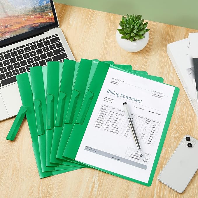 Maitys 25 Pack Clear Report Covers with Clip 11.4 x 9 Inch Presentation Folders Transparent Front Cover Portfolio Folder Resume Folder Interview Report Folders for Letter Size(Green)