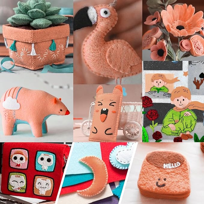 XSEINO 13 Rolls Pink Orange Felt Fabric,8"x35"(20.5x90cm) 1.4mm Thick Soft Felt Fabric Sheet for Crafts,Pink Orange Series Colors Soft Nonwoven Fabric,Fit for Decoration, Sewing, DIY Crafts