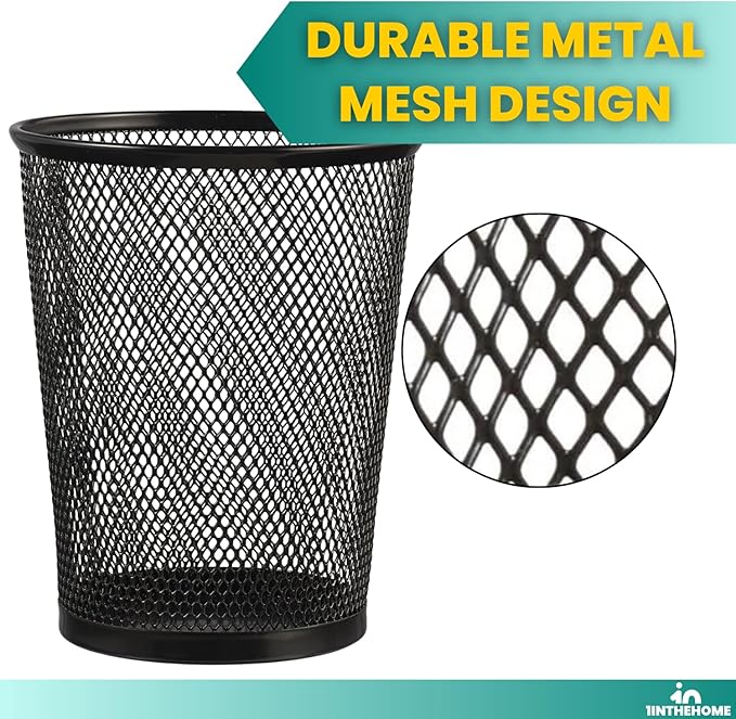 Big Tall Pencil Cup, Black Wire Mesh ''2 Pack'' (Black Jumbo)