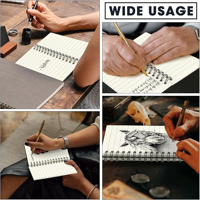 Jutom 54 Pcs Small Spiral Notebooks Memo Pads 3x5 Bulk Small Pocket Notebooks Mini Notepads with Lined Pages Mini Journals for Office Back to School Work Writing Supplies, 120 Pages (Black)