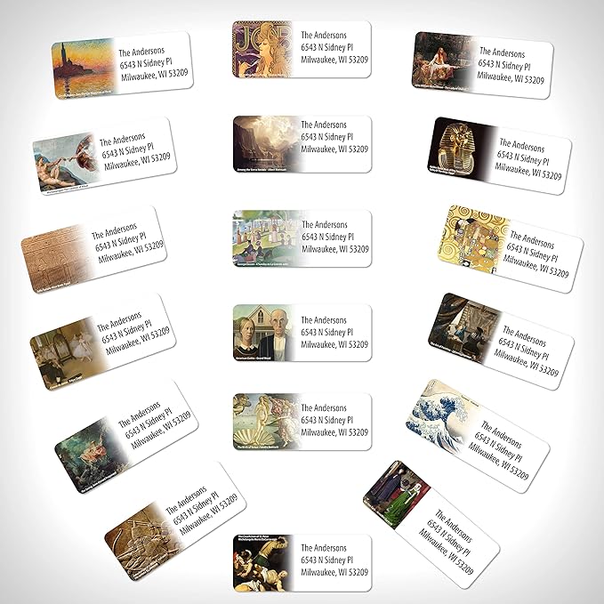 Customized Personalized Address Labels - Made in The USA by Kenco (Famous Art, 250 Labels)