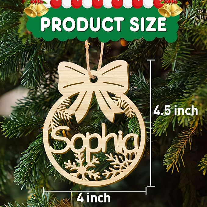 Personalized Christmas Ornaments with Name,Wooden Christmas Tree Ornaments 2025 with Custom Family Name for Kids Adults,Xmas Ornaments for Christmas Tree Gifts (01-6 Styles of Christmas Ornament)