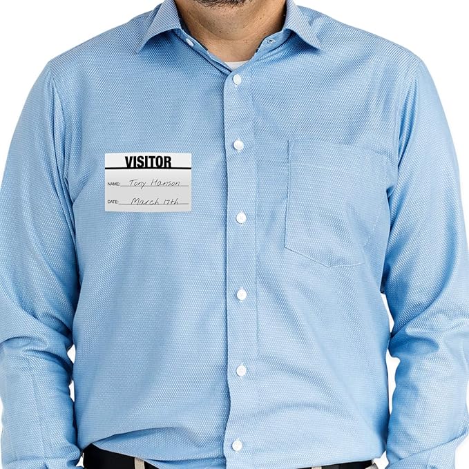 Black On White Visitor Pass / 500 Classic ID Labels/Safety Identification Badge Stickers / 2" x 3" Business Guest Pass Labels/Made in The USA