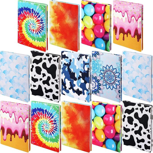 Sherr 14 Pack Stretchable Book Covers Reusable Jumbo Bookcloth 9" x 11" Durable Washable Back to School Book Cover Protector for Most Hardcover Books Textbooks(Multicolor,Modern)