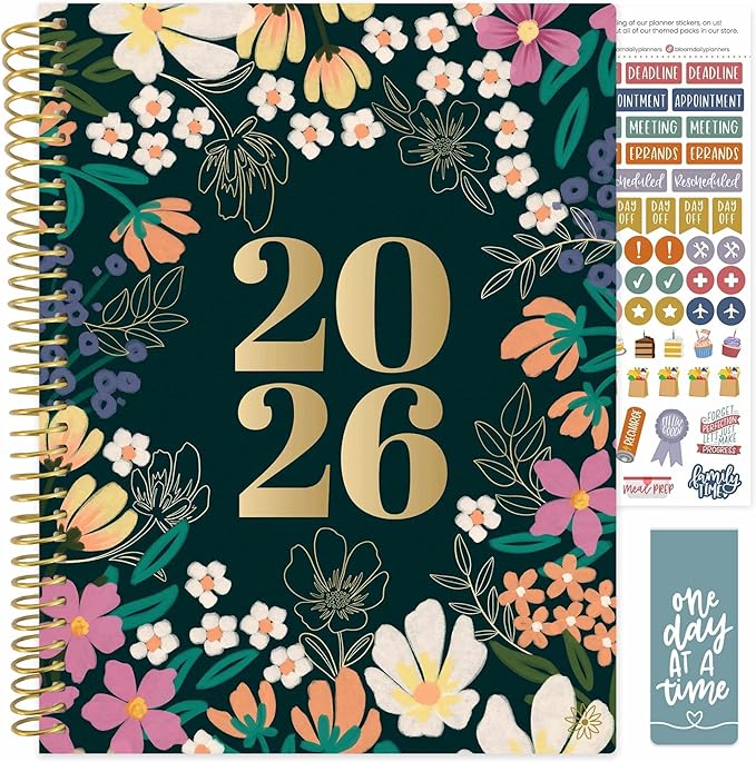 bloom daily planners 2026 Planner (January to December) - 8.5” x 11” Weekly & Monthly Dated Agenda Organizer Book with Stickers & Tabs - Flexible Soft Cover - Blooming Wildly