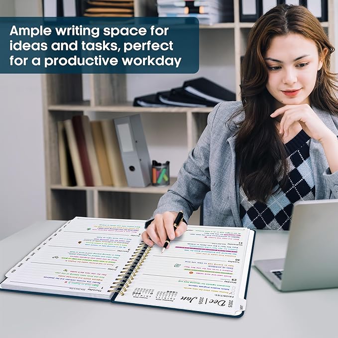 2026 Planner 8.5" x 11", Weekly and Monthly Calendar Planner Book, January 2026 - December 2026, Hardcover Spiral Planner with Monthly Tabs, Notes Pages, Perfect for Women & Men, A4 - Navy