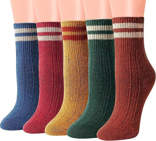 IIG Cute Warm Wool Socks for Women Super Cozy Thick Crew Winter Socks Gifts, 5 Pairs