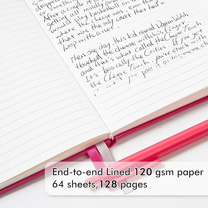 feela Hardcover Notebook For Work, Classic Ruled Lined Journal Set School Business Supplies, with 3 Black Pens, 120 GSM, 5.1”x8.3”, 3 Pack, A5, Solid Colors, Gray, Berry, Emerald